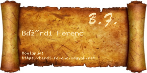 Bérdi Ferenc névjegykártya